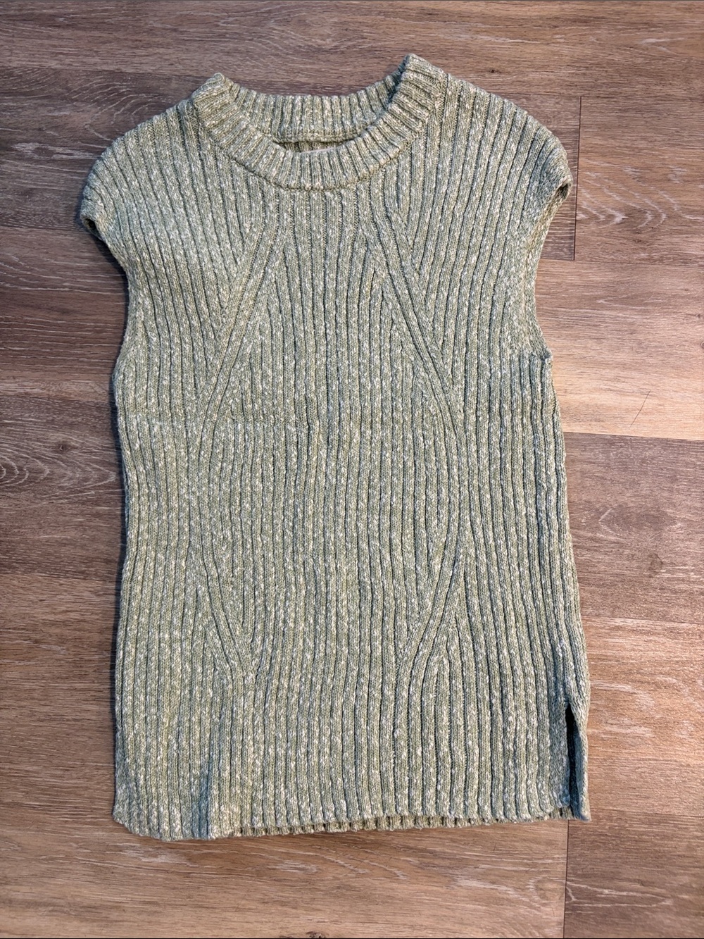LOFT Olive Green Ribbed Sleeveless Sweater
